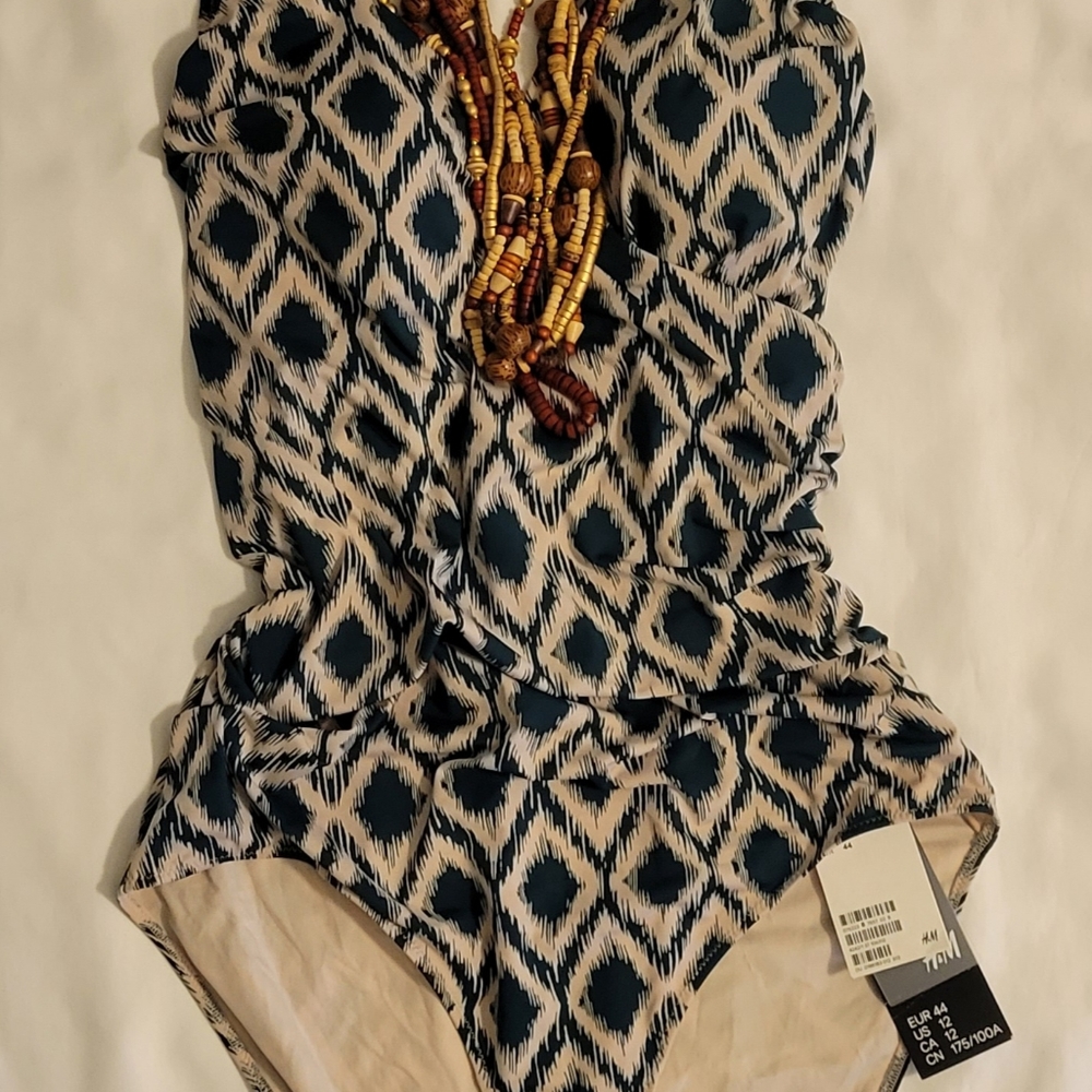 H&M Tribal Print Shaping Swimsuit One Piece Bathing Suit NWT Size 12